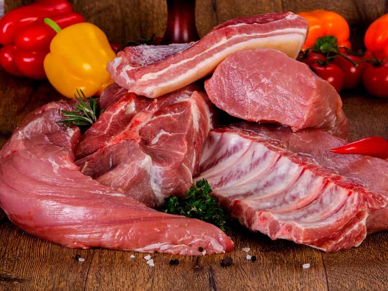 Carne de cerdo al corte 